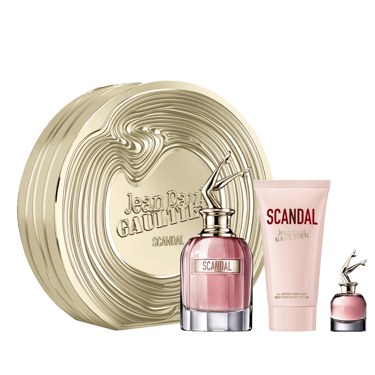Scandal 2.7 oz, Body lotion 2.5 oz and Miniature