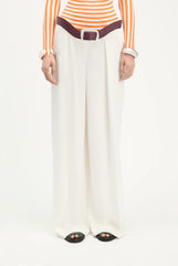 The White Curved Suit Pants