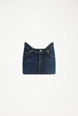 The Curved Denim Mini Skirt