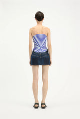 The Curved Denim Mini Skirt